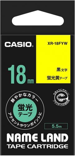カシオ CASIO ネームランドテープ 蛍光黄 XR-18FYW