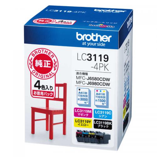 ブラザー brother 純正 インクカートリッジ 4色パック 大容量 LC3119-4PK