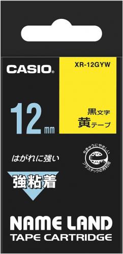 カシオ CASIO ネームランド 強粘着テープ 黄 XR-12GYW