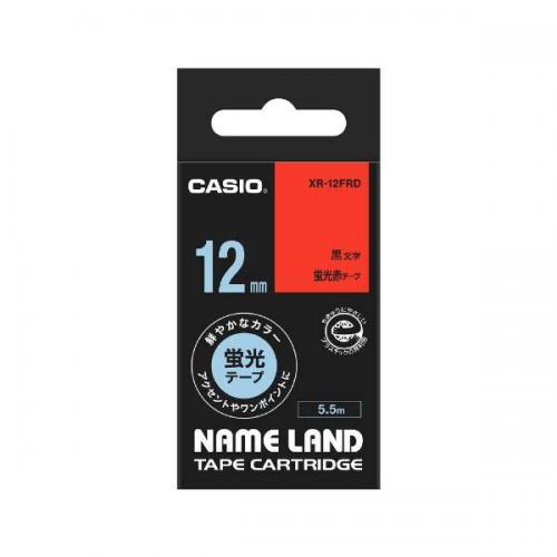 カシオ CASIO ネームランド 蛍光色テープ 蛍光赤 XR-12FRD