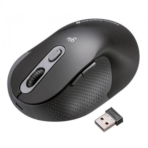 サンワサプライ SANWA SUPPLY 静音ワイヤレスエルゴノミクスコンボマウス(2.4GHzワイヤレス+Bluetooth・高さ45mm) MA-EWBBS528MBK