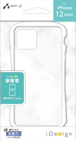 エアージェイ air-J iPhone12 mini用 耐衝撃カラフルクリア背面ケース AC-P20S-KZ-WH