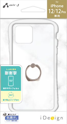 エアージェイ air-J iPhone12 mini用 耐衝撃リング付きクリア背面ケース AC-P20S-KZR-WH