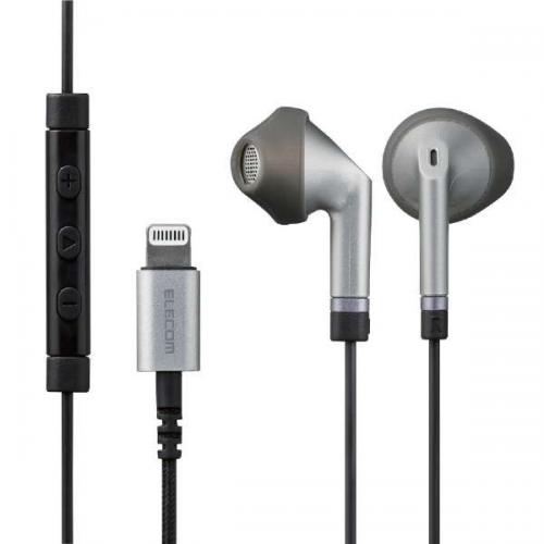 エレコム ELECOM ステレオイヤホン セミオープン型 Lightning マイク付 Fast Music LFS10I 高耐久ケーブル シルバー EHP-LFS10IMSV