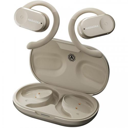 ナガオカ NAGAOKA 完全ワイヤレスイヤホン 可動式オープンイヤー型 ベージュ BT832OWSBE