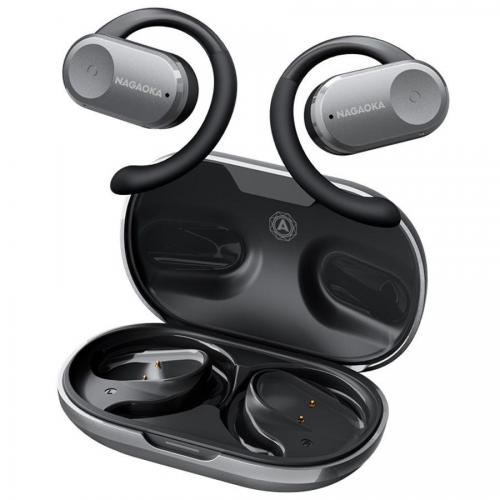 ナガオカ NAGAOKA 完全ワイヤレスイヤホン 可動式オープンイヤー型 ガンメタリック BT832OWSGM