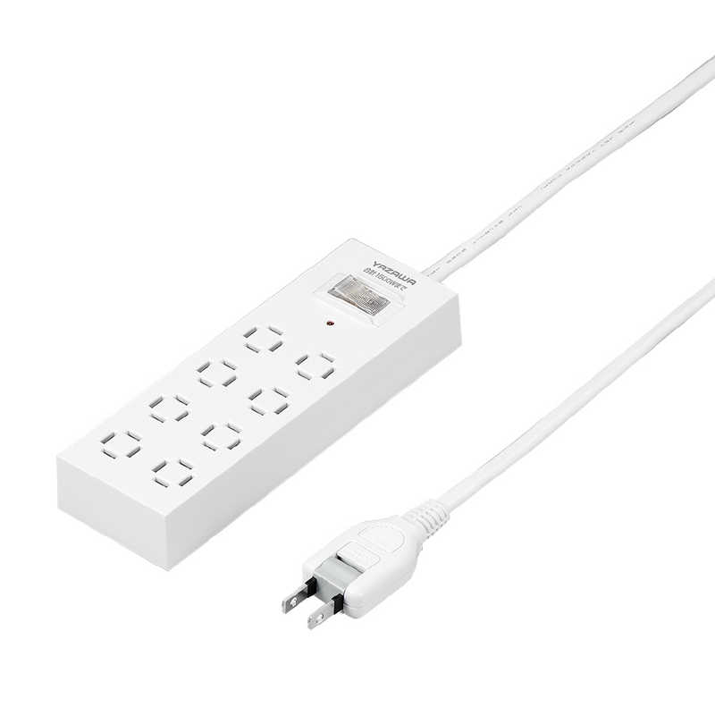 ヤザワ YAZAWA コンセント革命 雷ガード付 ブレーカースイッチ付 白 最大サージ電圧：4000V 制限電圧：775V ［2.0m / 8個口 / スイッチ付き(一括)］ H5BK812WH