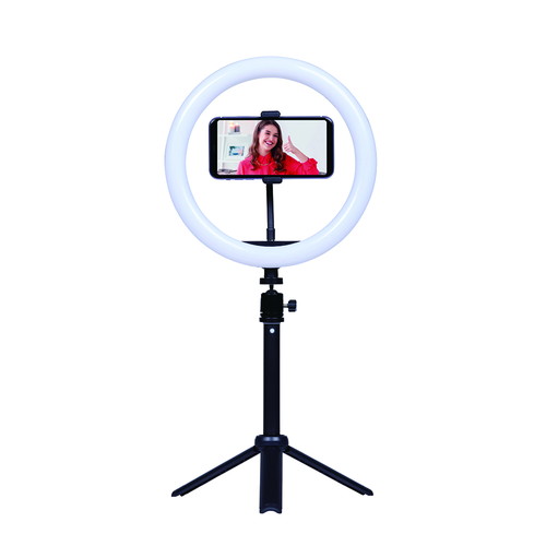 LEDリングライト10インチL スマホ取り付けアダプター/高さ・角度調整スタンド付き KL-03RL