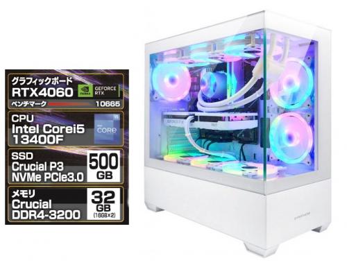パソウル Pasoul ゲーミングデスクトップパソコン Core i5 13400F DDR4-3600 32GBメモリ 500GBSSD ホワイト DDT-002-WH