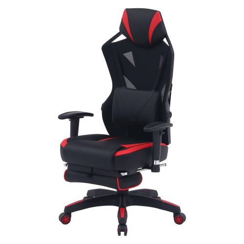 ローガン メッシュゲーミングチェア レイズ フットレスト付き 19429 レッド