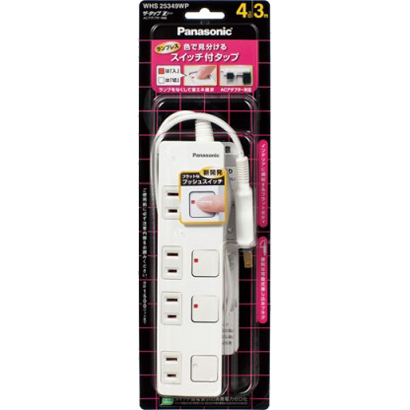 パナソニック Panasonic ザ・タップZ 4コ口 3m ホワイト ACアダプター対応 WHS25349WP