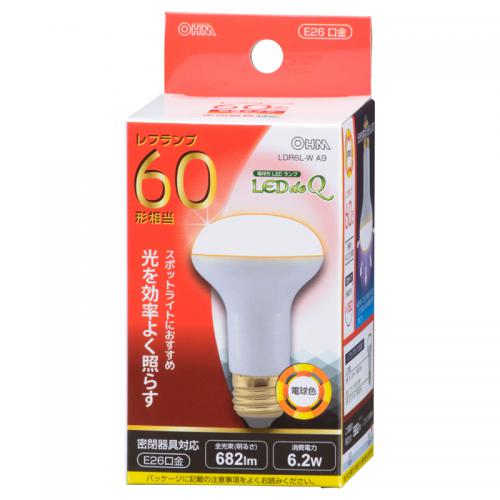 オーム電機 OHM LED電球 レフランプ形 E26 60形相当 電球色 LDR6L-W A9