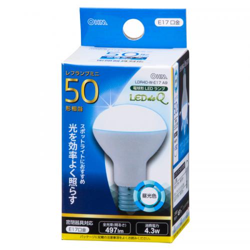 オーム電機 OHM LED電球 ミニレフランプ形 E17 50形相当 昼光色 LDR4D-W-E17 A9