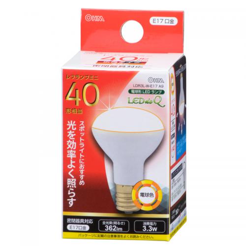 オーム電機 OHM LED電球 ミニレフランプ形 E17 40形相当 電球色 LDR3L-W-E17 A9
