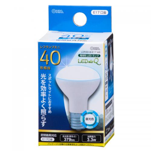 オーム電機 OHM LED電球 ミニレフランプ形 E17 40形相当 昼光色 LDR3D-W-E17 A9