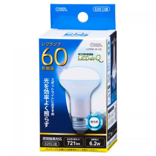 オーム電機 OHM LED電球 レフランプ形 E26 60形相当 昼光色 LDR6D-W A9