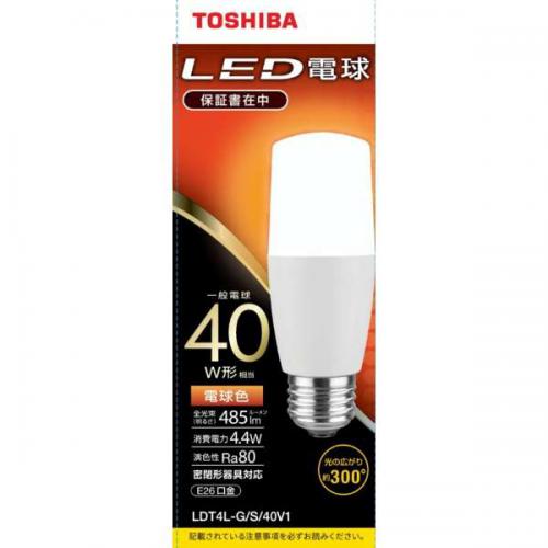 東芝 TOSHIBA LED電球 一般電球形 485lm(電球色相当)LDT4L-G/S/40V1