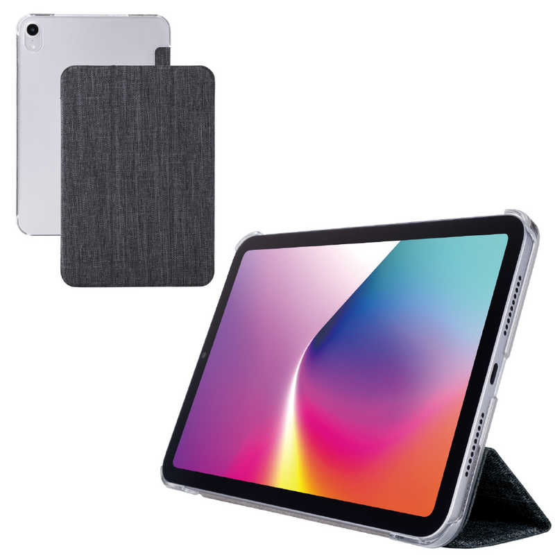 エレコム ELECOM iPad mini(A17 Pro)用フラップケース 薄型軽量 ファブリック 背面クリア ブラック TB-A25SWVCBK