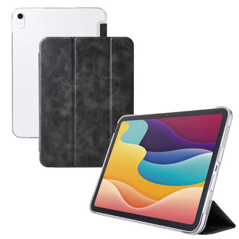 エレコム ELECOM iPad11インチ (A16) 10.9インチ (第10世代) フラップケース 薄型軽量 背面クリア 2アングル スリープ対応 TB-A25RWVBK