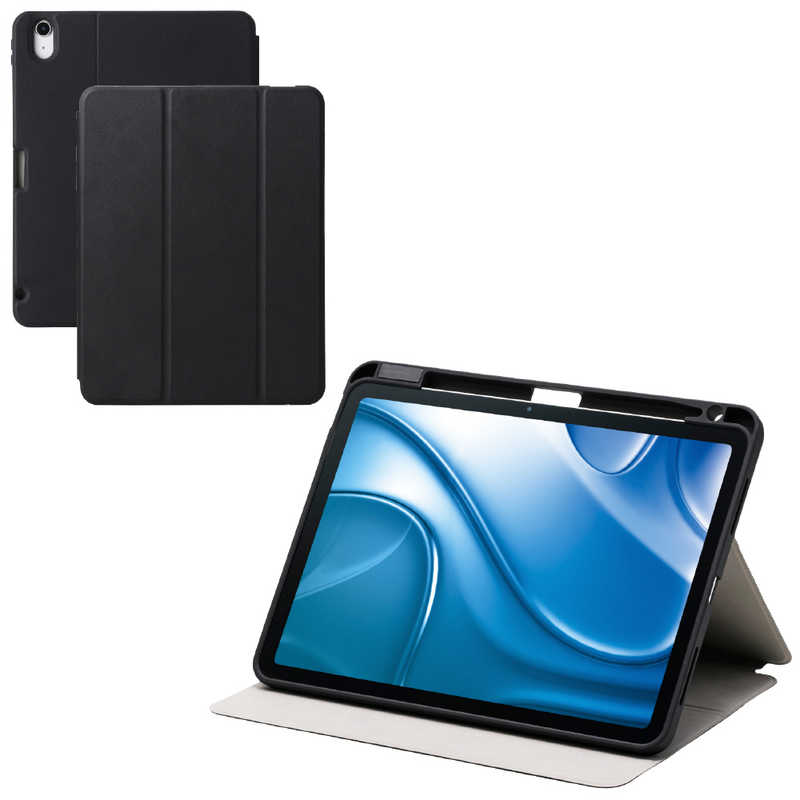 エレコム ELECOM iPadAir11インチ (M3 M2) フラップケース 衝撃吸収 ApplePencil収納 スリープ対応 TB-A25MSABK