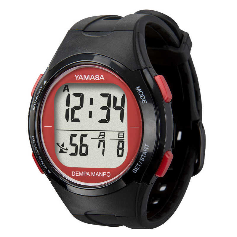 山佐時計計器 YAMASA ウォッチ万歩計 DEMPA MANPO ブラック×レッド TM-510BR