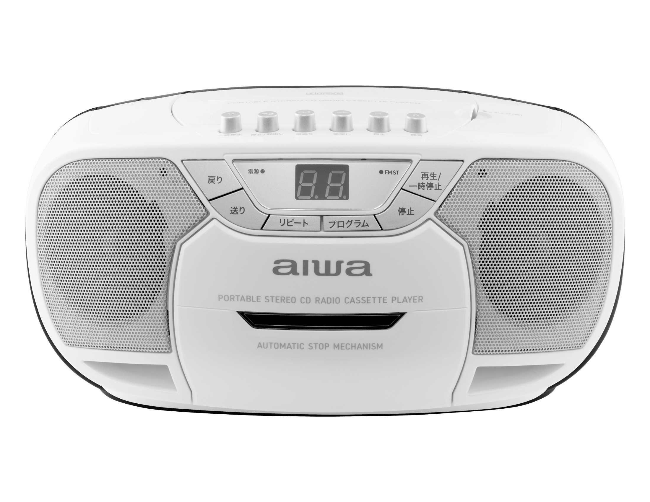 アイワ aiwa CDラジオカセットレコーダー ホワイト ワイドFM 録音 防災 電池 クロス付 セット GAA5-CRC0002(WH)