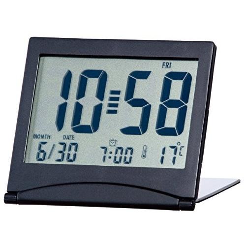 アデッソ ADESSO 目覚まし時計 大画面スリムクロック 温度 日付表示 ブラック KH-01