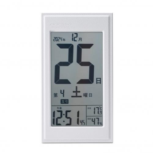 アデッソ ADESSO 革風デジタル日めくり電波時計 FL-9254W