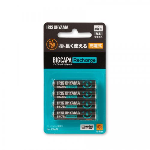 アイリスオーヤマ IRIS OHYAMA ニッケル水素電池 単4形(4本入) BIGCAPA Recharge(ビックキャパ リチャージ) BCR-S4MH/4B