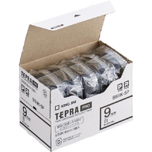 キングジム KING JIM テプラ PROテープカートリッジ エコパック 9mm幅 白/黒文字(5個入り) SS9K5P