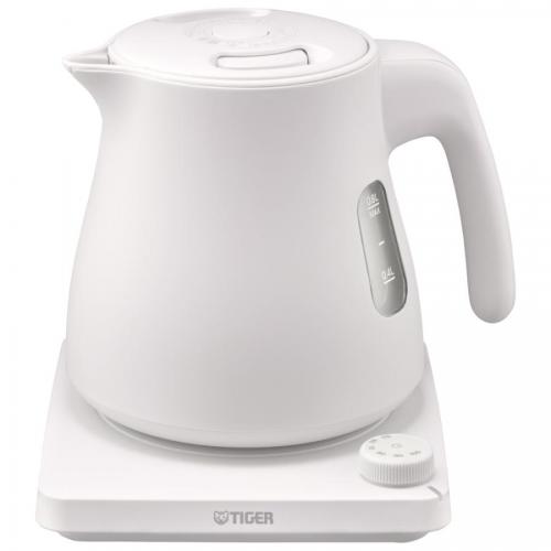 タイガー TIGER 温度調節機能付 蒸気レスケトル 0.8L グレイッシュホワイト PTV-A080WG