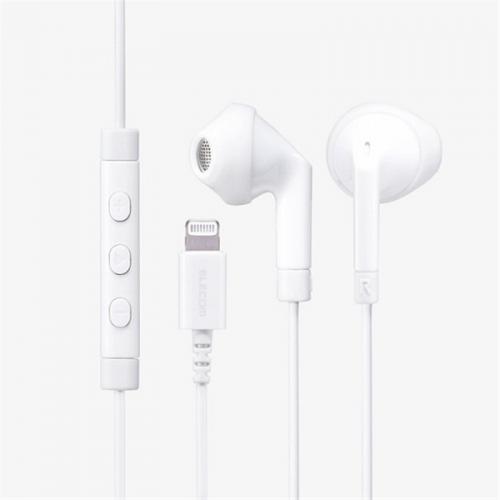 エレコム ELECOM ステレオヘッドホン マイク付 セミオープン型 Lightning 13.6mmドライバ FAST MUSIC F10I ホワイト EHP-LF10IMAWH