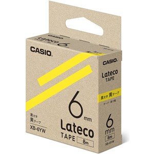 CASIO カシオ  Lateco(ラテコ) 詰め替え用テープ XB-6YW 6mm (黄・黒文字)