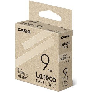 CASIO カシオ  Lateco(ラテコ) 詰め替え用テープ XB-9MX 9mm (半透明・黒文字)
