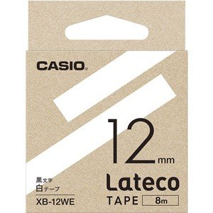 CASIO カシオ  Lateco(ラテコ) 詰め替え用テープ XB-12WE 12mm (白・黒文字)