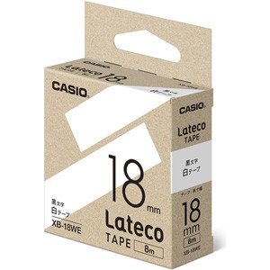 CASIO カシオ  Lateco(ラテコ) 詰め替え用テープ XB-18WE 18mm (白・黒文字)