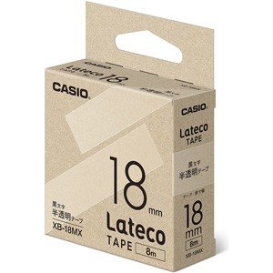 CASIO カシオ  Lateco(ラテコ) 詰め替え用テープ XB-18MX 18mm (半透明・黒文字)