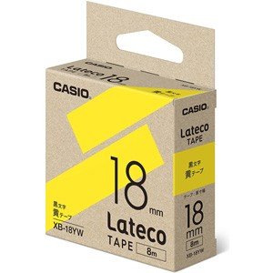 CASIO カシオ  Lateco(ラテコ) 詰め替え用テープ XB-18YW 18mm (黄・黒文字)