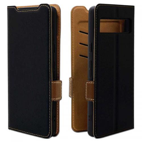 ラスタバナナ Google Pixel 7a用 薄型手帳ケース サイドマグネット ブラック × ブラウン 7488PXL7ABO