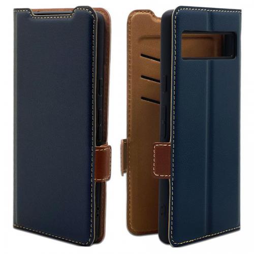 ラスタバナナ Google Pixel 7a用 薄型手帳ケース サイドマグネット ネイビー × ブラウン 7489PXL7ABO
