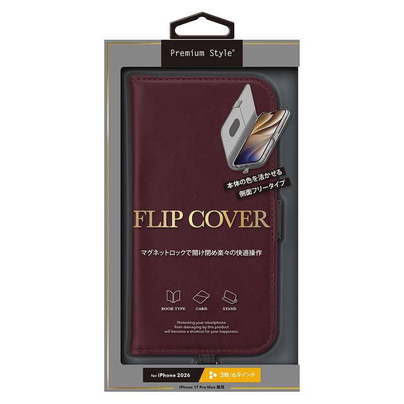 PGA iPhone 18 Pro Max ケース フリップカバー Premium Style レッド PG-26DFP03RD