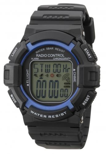 クレファー CREPHA 電波デジタル腕時計 防水 メンズ ブラック テルバ TELVA TE-D189-BK