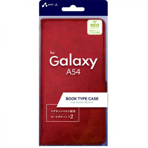 エアージェイ air-J ソフトレザー手帳型ケースGalaxy A54 5G(SC-53D/ SCG21)用  レッド AC-A54PBRD
