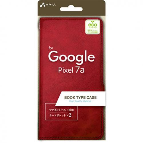エアージェイ air-J ソフトレザー手帳型ケース Google Pixel 7a用 レッド AC-P7APBRD