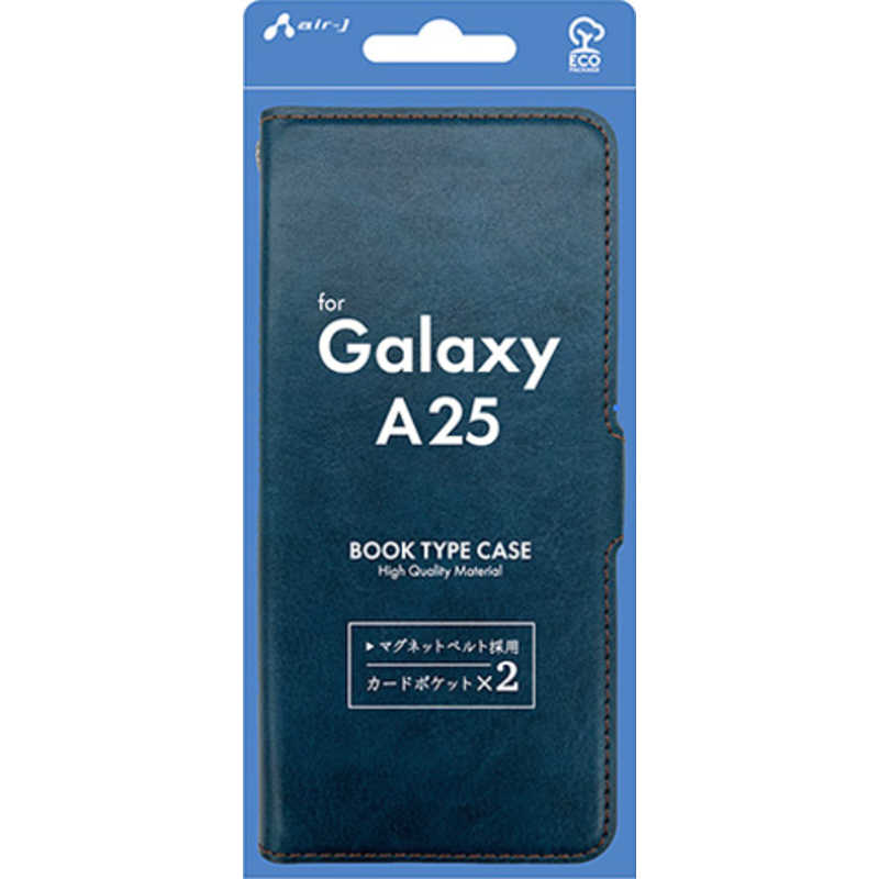 エアージェイ Galaxy A25 ソフトレザー手帳型ケース ブルー ACA25PBBL