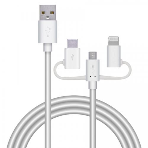エレコム ELECOM Lightning/ Type-C/ micro Bコネクタ 3in1スマートフォン用USBケーブル 1.2m 3A ホワイト MPA-AMBLCAD12WH