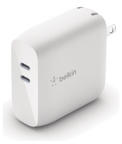 BELKIN 充電器 USB-C 2ポート 68W(18W + 50-60W) PD 急速充電 GaN 折りたたみ式プラグ WCH003DQWH