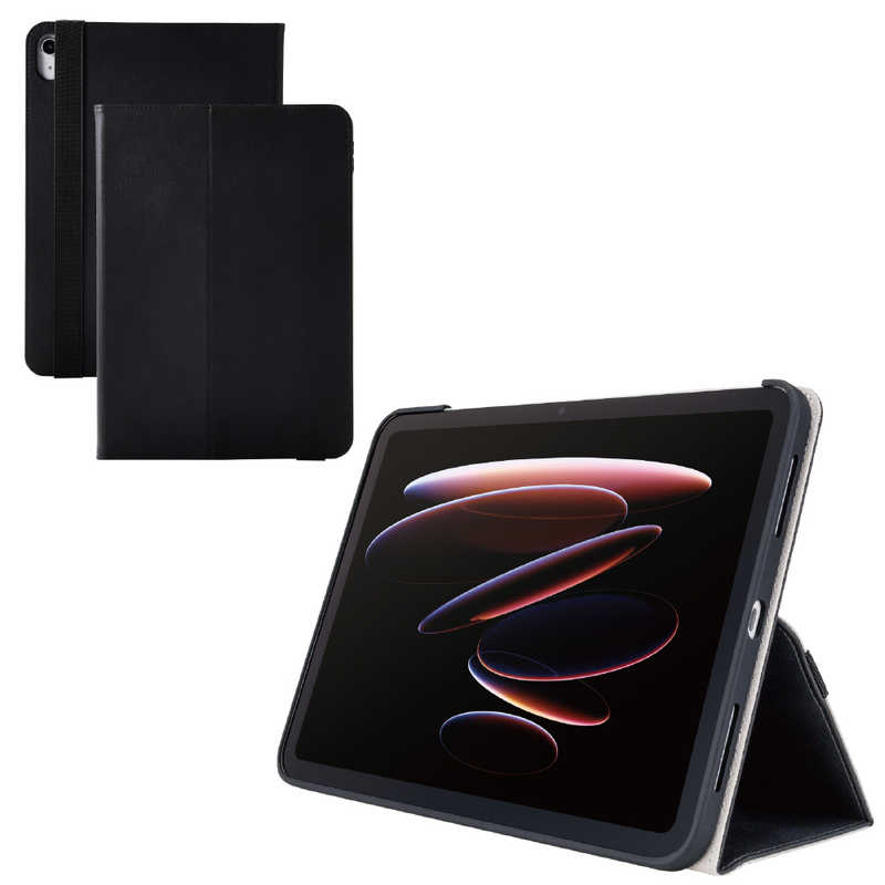 エレコム ELECOM iPad(A16) iPad (第10世代 2022年モデル)用フラップケース 衝撃ガード ベルト付 2アングル 軽量 ブラック TB-A25RPLF2BK