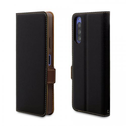 ラスタバナナ Xperia 10 IV(SO-52C/ SOG07)用 薄型手帳ケース サイドマグネット ブラック×ダークブラウン 6959XP104BO