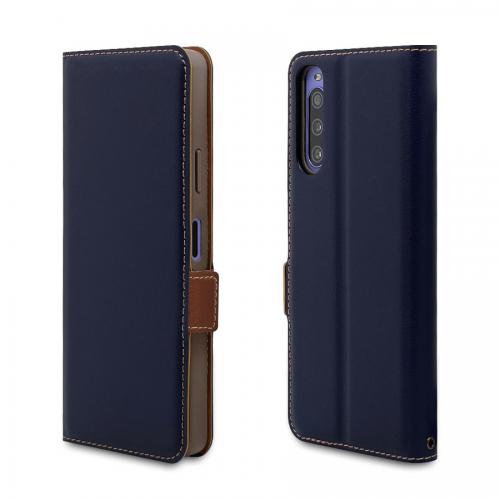 ラスタバナナ Xperia 10 IV(SO-52C/ SOG07)用 薄型手帳ケース サイドマグネット ネイビー×ブラウン 6960XP104BO